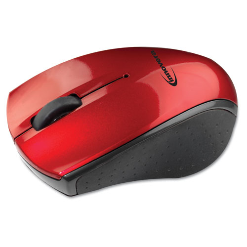 MINI WIRELESS OPTICAL MOUSE, 2.4 GHZ FREQUENCY/30 FT WIRELESS RANGE, LEFT/RIGHT HAND USE, RED/BLACK