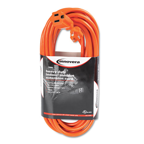 Innovera® Indoor/Outdoor Extension Cord, 100 ft, 10 A, Orange