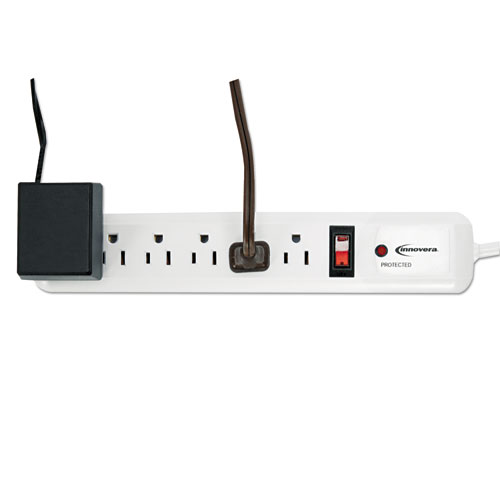 Image of Innovera® Surge Protector, 6 Ac Outlets, 4 Ft Cord, 540 J, White