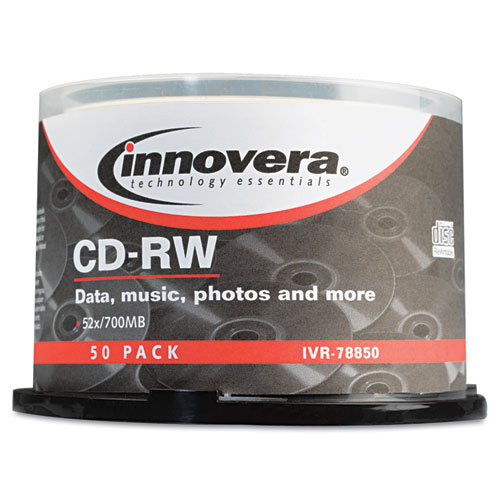 Image of CD-RW Rewritable Disc, 700 MB/80 min, 12x, Spindle, Silver, 50/Pack