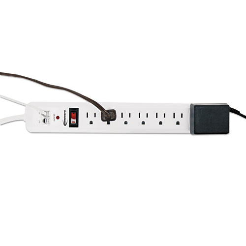 Surge Protector, 7 AC Outlets, 4 ft Cord, 1,080 J, White