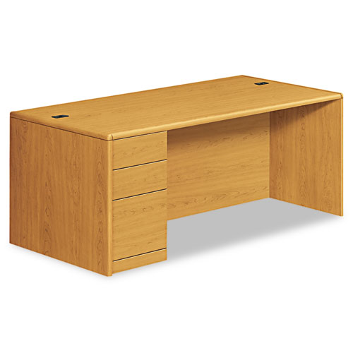 HON® 10700 Series Single Pedestal Desk with Full-Height Pedestal on Left, 72" x 36" x 29.5", Cognac