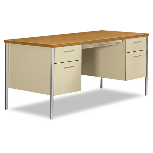 Image of Hon® 34000 Series Double Pedestal Desk, 60" X 30" X 29.5", Harvest/Putty