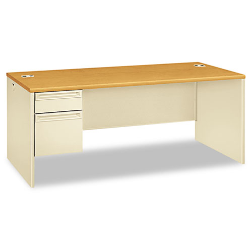 Image of 38000 Series Left Pedestal Desk, 72" x 36" x 29.5", Harvest/Putty