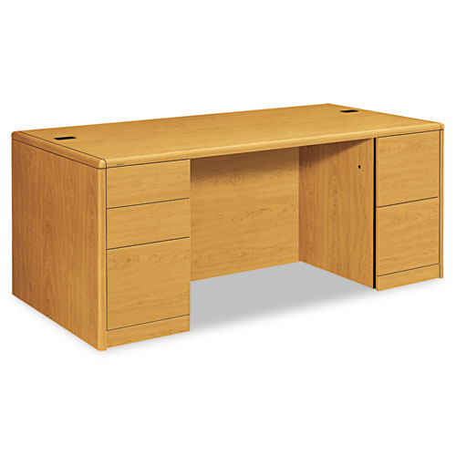 HON® 10700 Series Double Pedestal Desk with Full-Height Pedestals, 72" x 36" x 29.5", Harvest