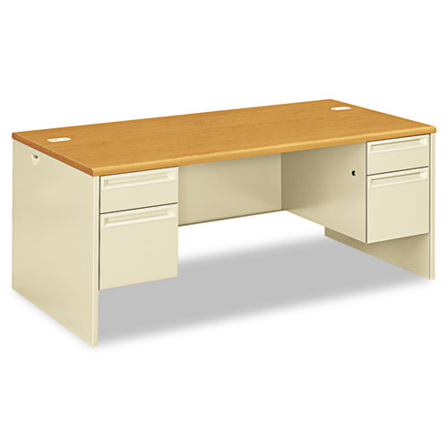 Image of 38000 Series Double Pedestal Desk, 72" x 36" x 29.5", Harvest/Putty