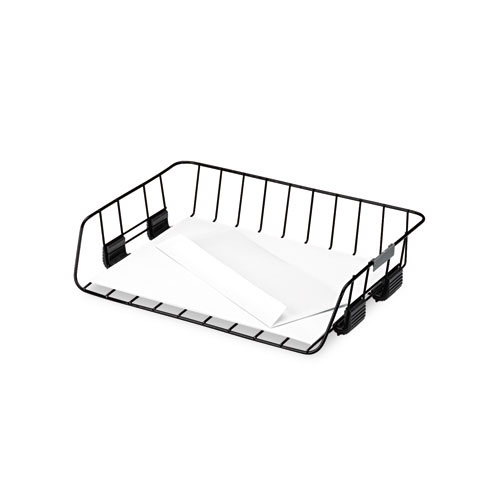 Side-Load Wire Stacking Letter Tray, 1 Section, Letter Size Files, 13.38" x 10.13" x 2.63", Black