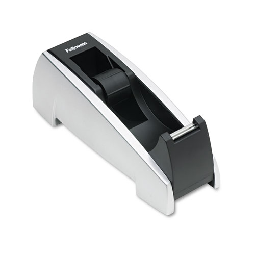 Office Suites Desktop Tape Dispenser, Heavy Base, 1" Core, Plastic, Black/Silver