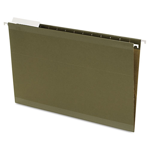 Reinforced Hanging File Folders, Legal Size, Straight Tab, Standard Green, 25/Box