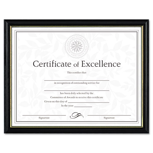 Two-Tone Document/diploma Frame, Wood, 8 1/2 X 11, Black W/gold Leaf Trim