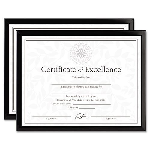 Value U-Channel Document Frames with Certificates, 8.5 x 11, Black, 2/Pack