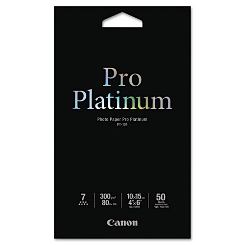 Image of Photo Paper Pro Platinum, 11.8 mil, 4 x 6, High-Gloss White, 50/Pack