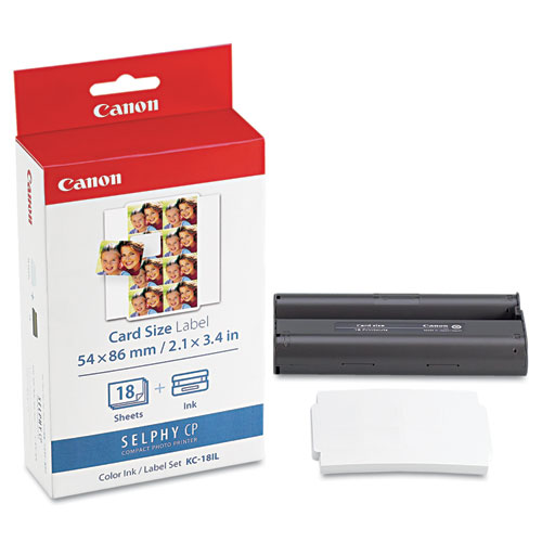 Image of Canon® 7740A001 (Kc-18Il) Ink/Label Combo, Black/Tri-Color