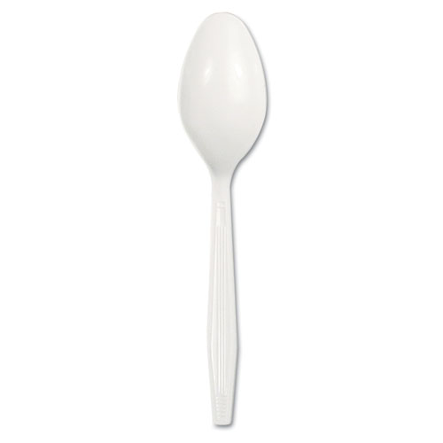 Image of Mediumweight Polystyrene Cutlery, Teaspoon, White, 100/Box