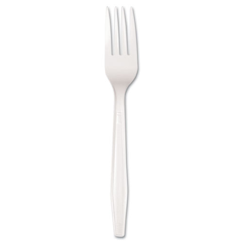 Image of Mediumweight Polystyrene Cutlery, Fork, White, 100/Box