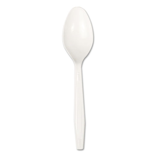 Image of Heavyweight Polystyrene Cutlery, Teaspoon, White, 1000/Carton