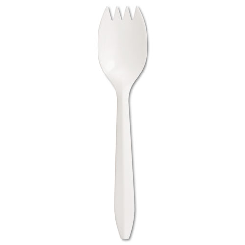 Image of Boardwalk® Mediumweight Polypropylene Cutlery, Spork, White, 1000/Carton