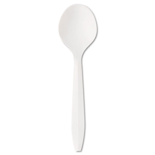 Image of Mediumweight Polystyrene Cutlery, Soup Spoon, White, 1,000/Carton