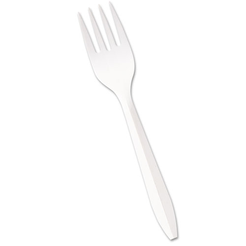 Image of Mediumweight Polypropylene Cutlery, Fork, White, 1000/Carton