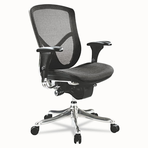 Alera Eq Series Ergonomic Multifunction Mid-Back Mesh Chair, Supports Up To 250 Lb, Black Seat/back, Aluminum Base