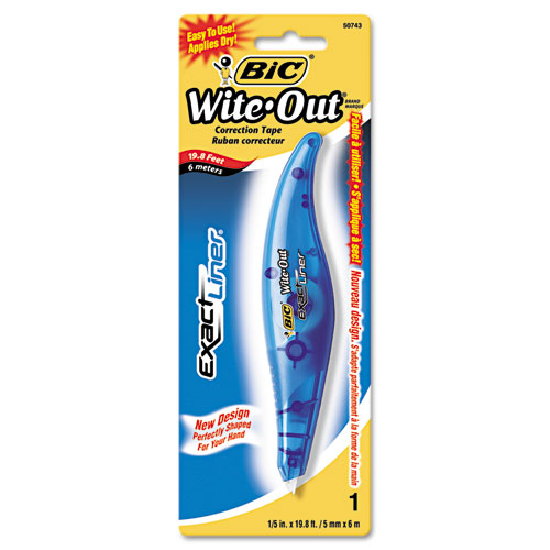 Wite-Out Brand Exact Liner Correction Tape, Non-Refillable, Blue, 1/5 x 236