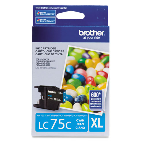 Image of Brother Lc75C Innobella High-Yield Ink, 600 Page-Yield, Cyan