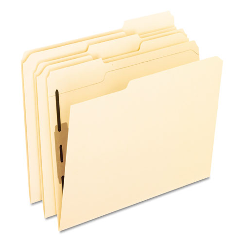 Manila Folders with One Bonded Fastener, 1/3-Cut Tabs, Letter Size, 50/Box | by Plexsupply