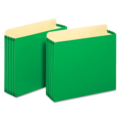 File Cabinet Pockets, 3.5" Expansion, Letter Size, Green, 10/Box