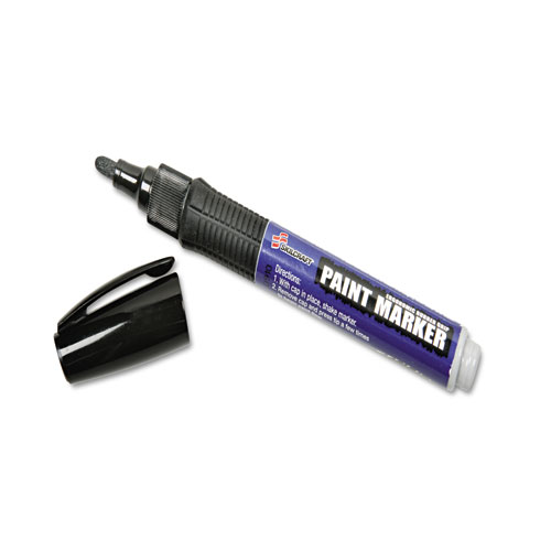 7520015889099 SKILCRAFT Paint Marker, Ergonomic Rubber Grip, Medium Bullet Tip, Black, 6/Pack
