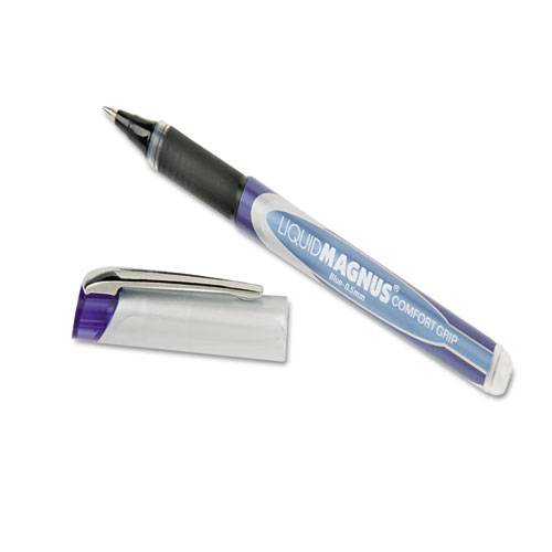 7520015877795 SKILCRAFT Liquid Magnus Roller Ball Pen, Stick, Micro 0.5 mm, Blue Ink, Blue/Clear Barrel, 4/Pack