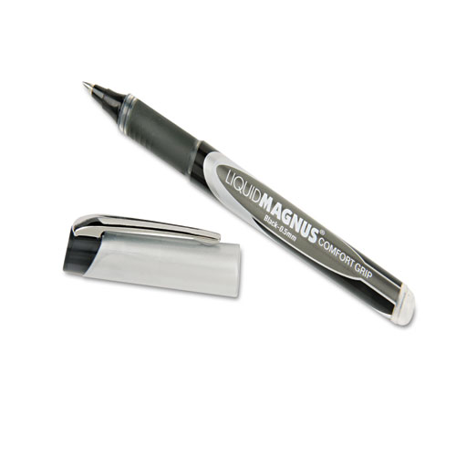 7520015877801 SKILCRAFT Liquid Magnus Roller Ball Pen, Stick, Micro 0.5 mm, Black Ink, Black/Clear Barrel, 4/Pack
