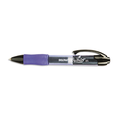 7520015882364 SKILCRAFT Bio-Write Gel Pen, Retractable, Medium 0.7 mm, Blue Ink, Translucent Blue Barrel, Dozen