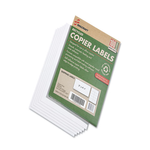 7530015872621 SKILCRAFT Recycled Copier Labels, Copiers, 2 x 4.25, White, 10/Sheet, 100 Sheets/Box