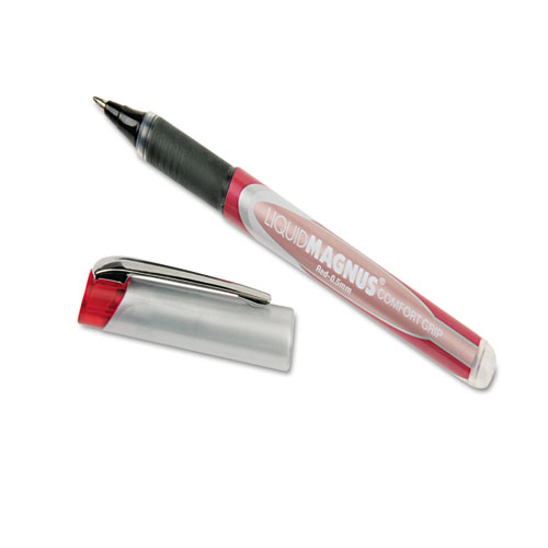 7520015877785 SKILCRAFT Liquid Magnus Hybrid Gel Pen, Stick, Extra-Fine 0.5 mm, Red Ink, Red/Gray Barrel, 4/Pack