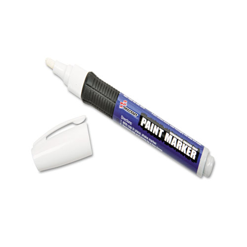 7520015889102 SKILCRAFT Paint Marker, Ergonomic Rubber Grip, Medium Bullet Tip, White, 6/Pack