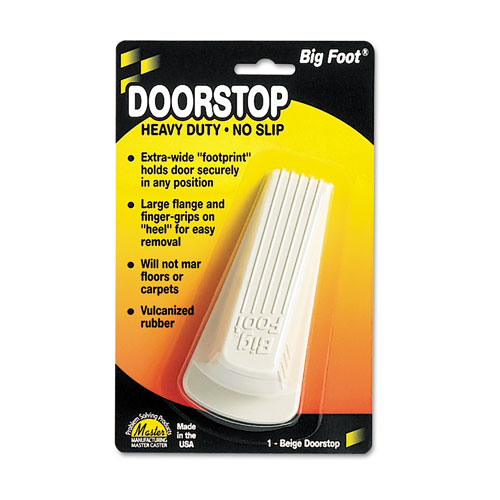 Master Caster® Big Foot Doorstop, No Slip Rubber Wedge, 2 1/4w x 4 3/4d x 1 1/4h, Beige