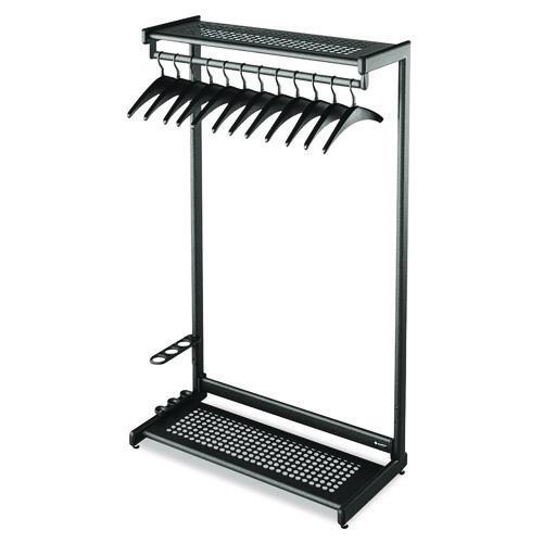 Quartet® Single-Sided Rack With Two Shelves, 12 Hangers, Steel, 48W X 18.5D X 61.5H, Black