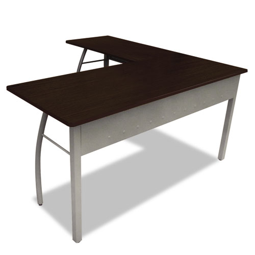 Linea Italia® Trento Line L-Shaped Desk, 59.13" x 59.13" x 29.5", Mocha/Gray