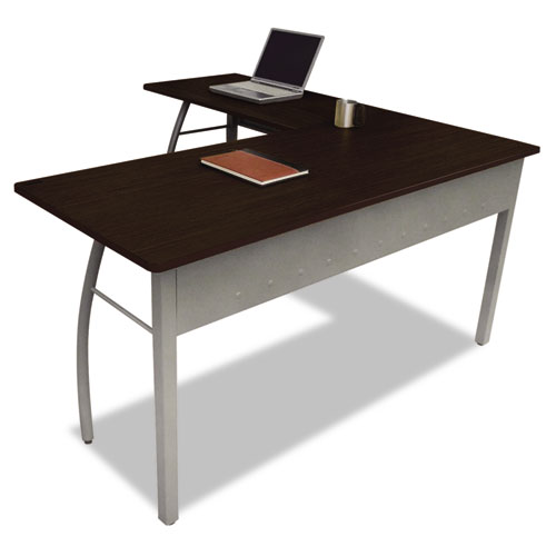 Trento Line L-Shaped Desk, 59.13" x 59.13" x 29.5", Mocha/Gray