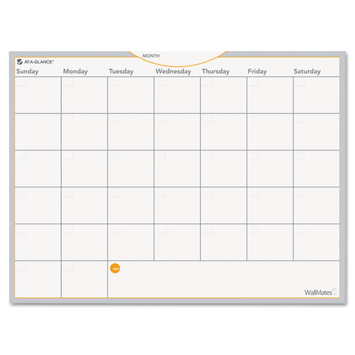 Image of WallMates Self-Adhesive Dry Erase Monthly Planning Surfaces, 24 x 18, White/Gray/Orange Sheets, Undated