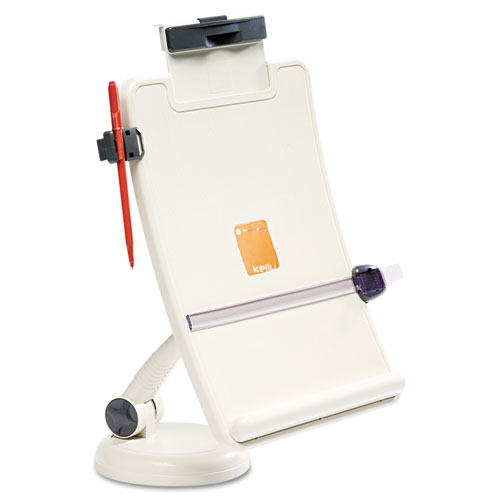 Image of Copyholder with Curved Tray and Weighted Base, 75 Sheet Capacity, Plastic, Putty