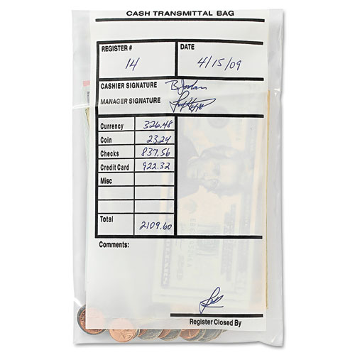 Cash Transmittal Bags, Self-Sealing, 6 X 9, Clear, 500 Bags/box
