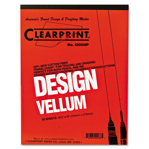 Clearprint® Design Vellum Paper, 16lb, White, 8-1/2 x 11, 50 Sheets/Pad