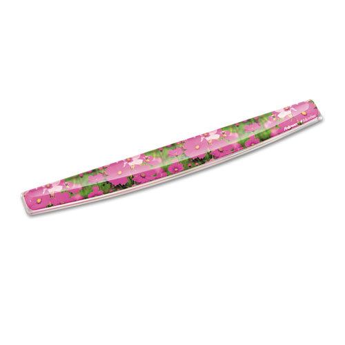 Gel Keyboard Wrist Rest w/Microban Protection, 18 9/16 x 2 5/16, Pink Flowers | by Plexsupply
