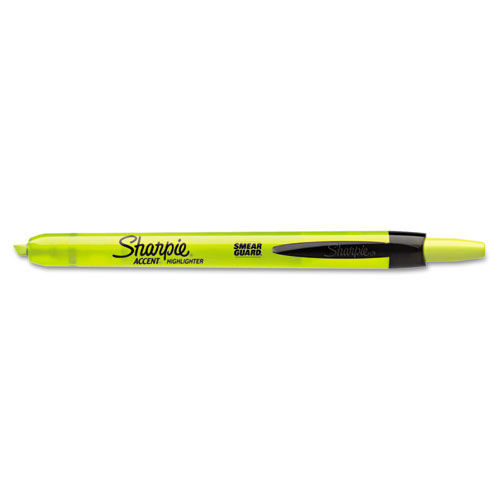 Retractable Highlighters, Fluorescent Yellow Ink, Chisel Tip, Yellow/Black Barrel, Dozen