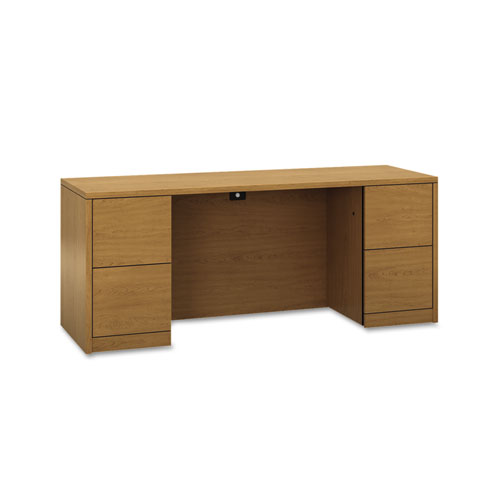 10500 Series Kneespace Credenza With Full-Height Pedestals, 72w x 24d, Harvest