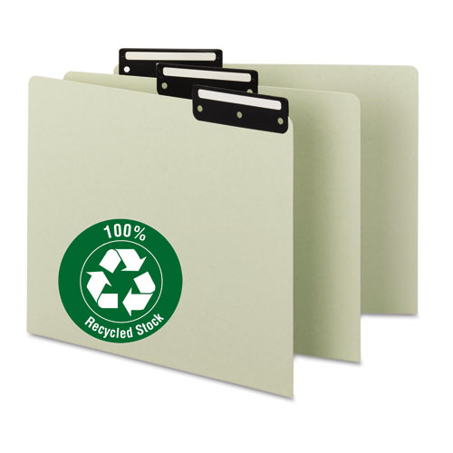 Image of Smead™ Recycled Blank Top Tab File Guides, 1/3-Cut Top Tab, Blank, 8.5 X 11, Green, 50/Box