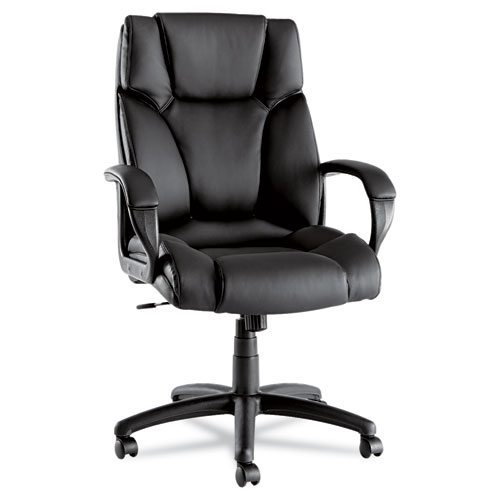 Image of Alera Fraze Series Executive High-Back Swivel/Tilt Bonded Leather Chair, Supports 275 lb, 17.71" to 21.65" Seat Height, Black