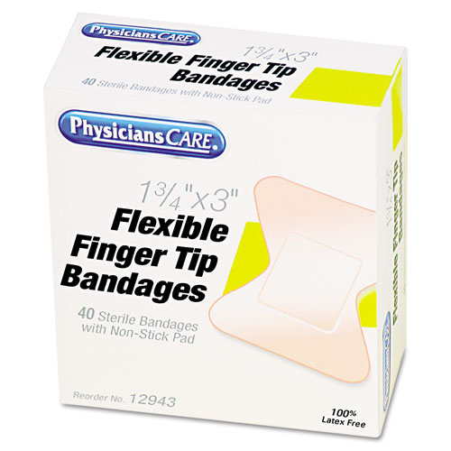 First Aid Fingertip Bandages, 1.75 x 3, 40/Box