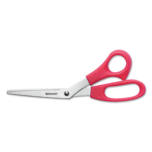 Image of Value Line Stainless Steel Shears, 8" Long, 3.5" Cut Length, Red Offset Handle